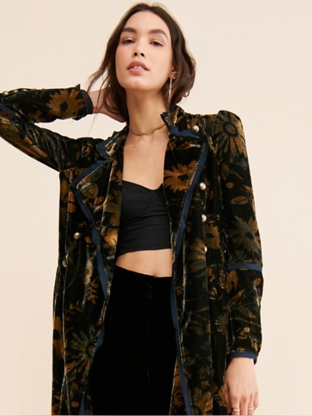 Free People Hazel Velvet Floral Duster Size Small - Picture 6 of 12